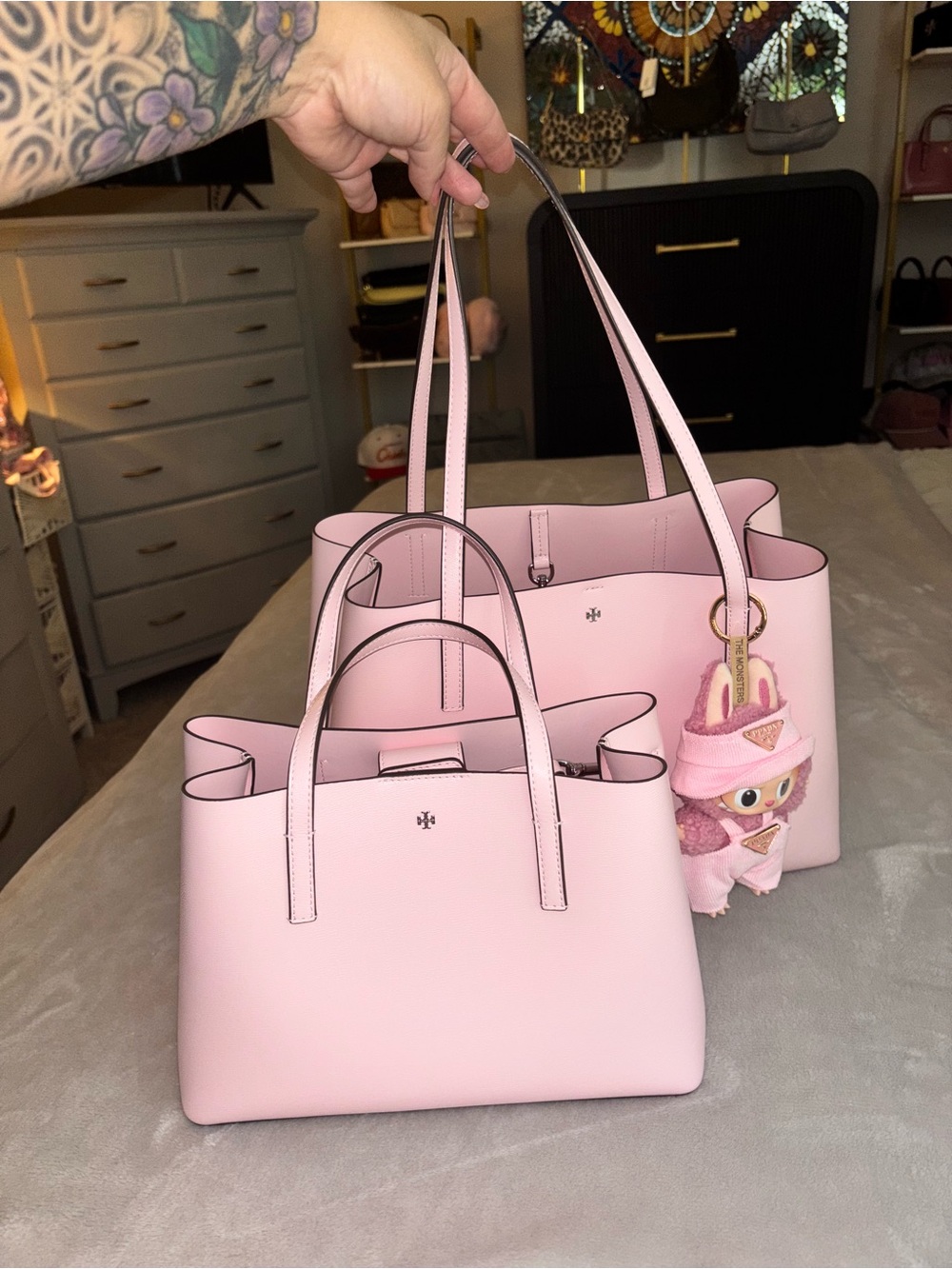 Tory Burch Pink Leather Tote Bag